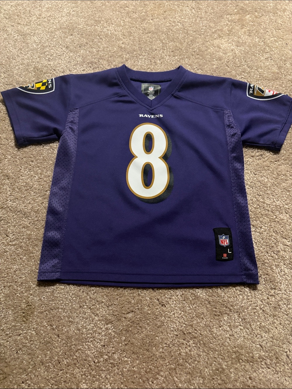 NFL Purple Ravens #8 Kids Football Jersey Lamar Jackson
